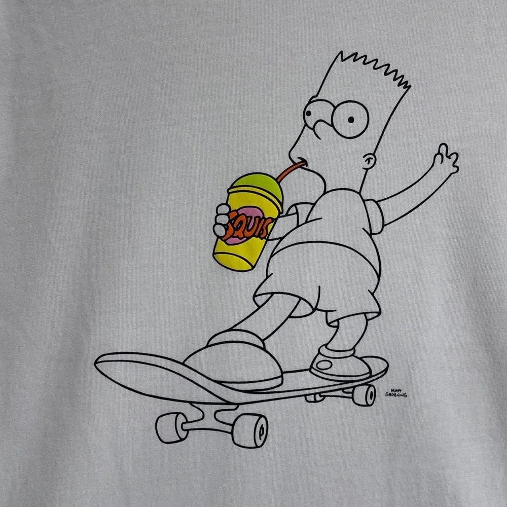 Adidas x Simpsons Shirt XL White Bart Simpson Skateboard Squishee Graphic Tee